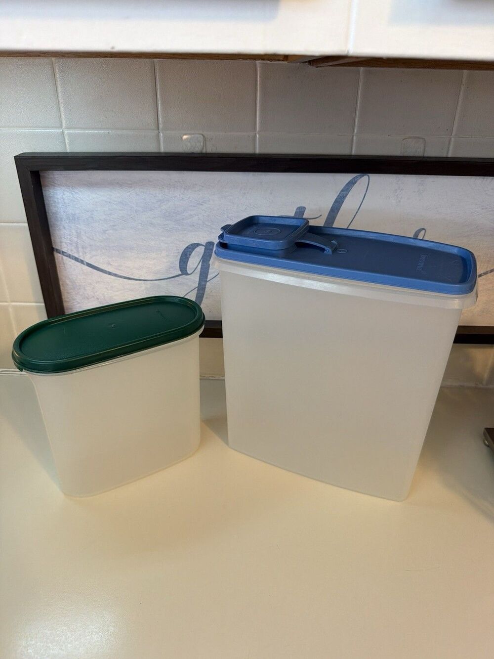 Tupperware Lot Of 2 Stack 'n Store Sheer w/ Lids - 1613-24 & 1588-7
